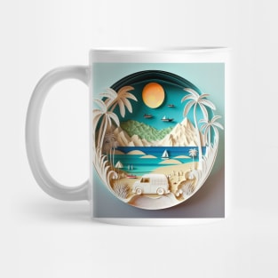 3D Effect Papercut Art - Beach Scene Mug